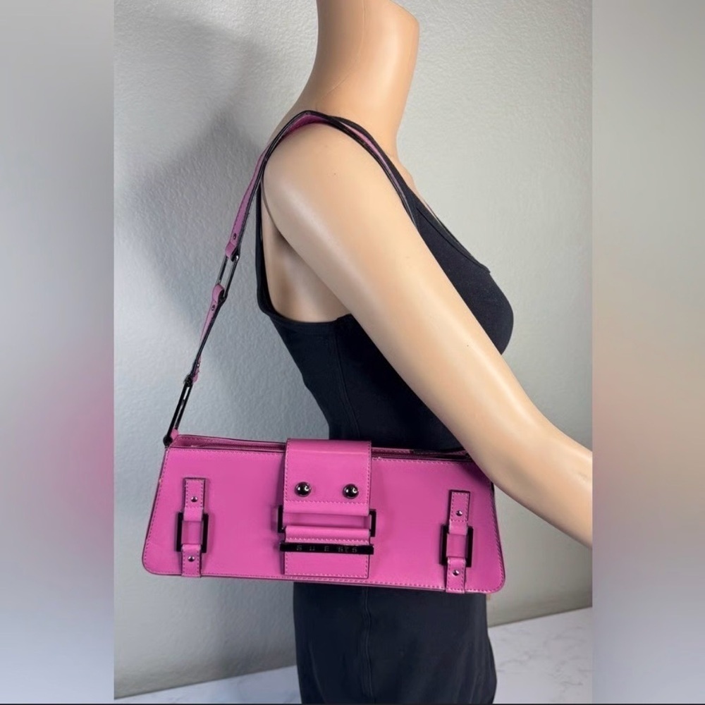 Y2K Vintage Guess Fuchsia Women's Shoulder Bag